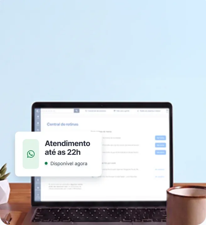 Plataforma da Contabilizei aberta no notebook, com atendimento por WhatsApp até as 22h
