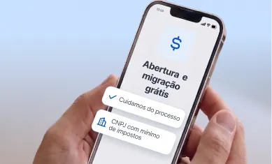Celular exibindo confirmação de abertura e migração grátis