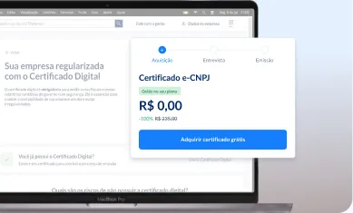 Tela do certificado e-CNPJ grátis no plano Contabilizei