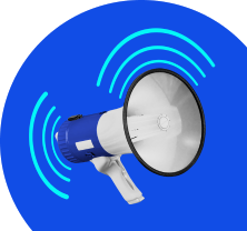 Imagem de um megafone em um fundo azul