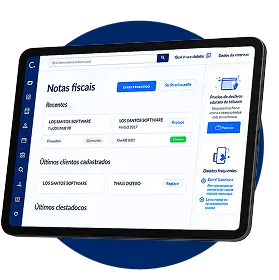 Imagem de um tablet exibindo a plataforma da Contabilizei.