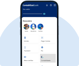 Tela do aplicativo Contabilizei Bank em Celular