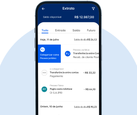 Tela do aplicativo Contabilizei Bank em Celular