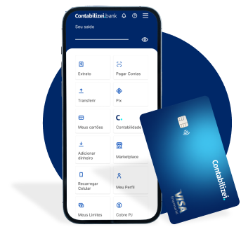 Tela do aplicativo Contabilizei Bank em Celular