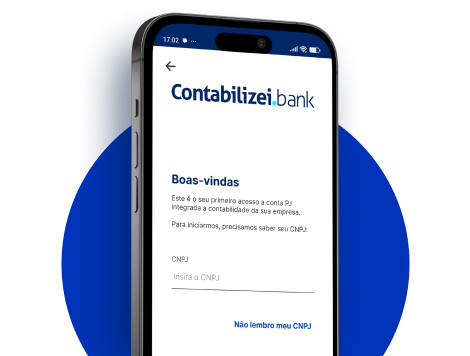 Tela do aplicativo Contabilizei Bank em Celular